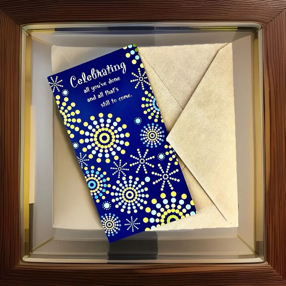 Grad Card “Celebrating All You’ve Done” Blue Starburst w/ Envelope Money Holder